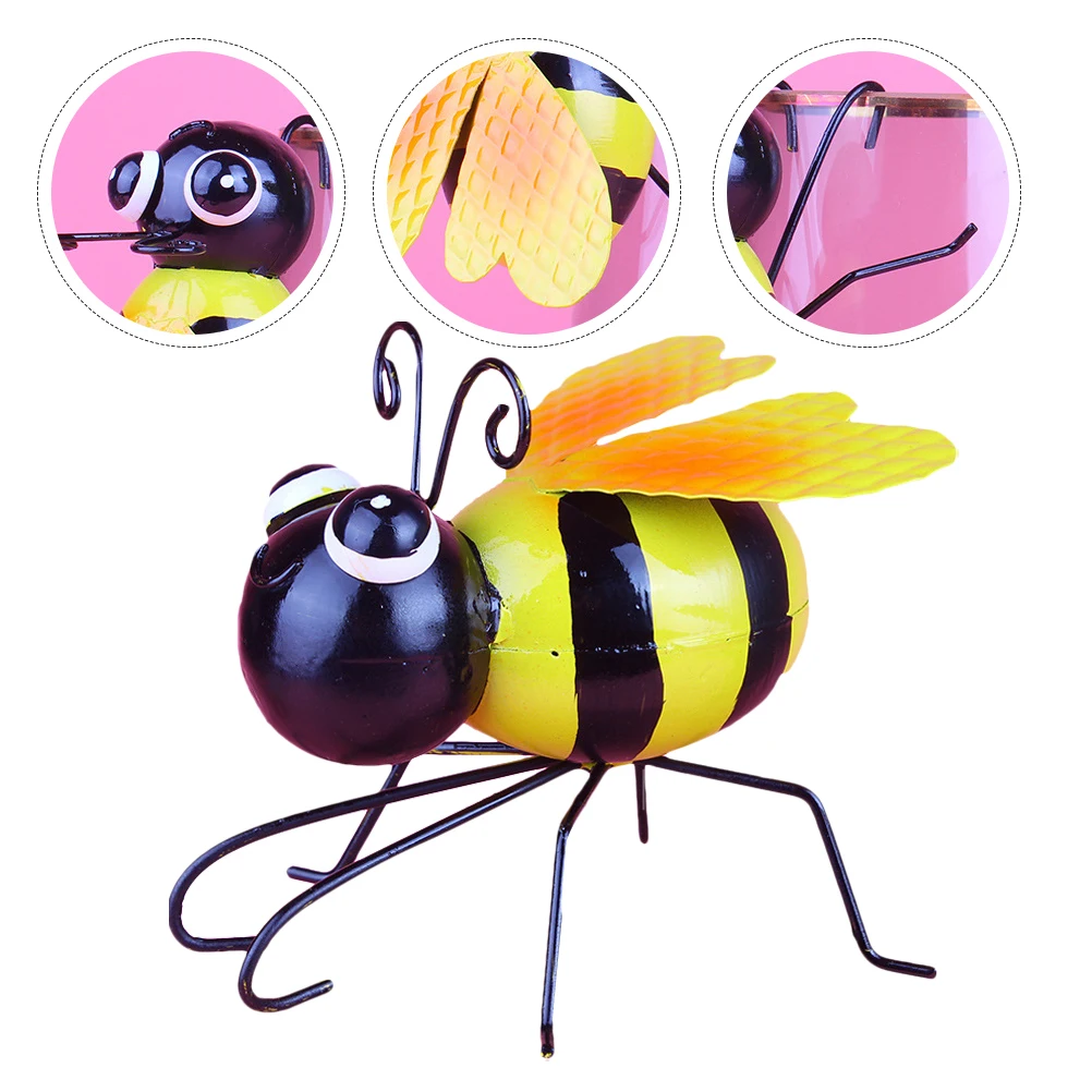 

2pcs Iron Hanging Ornament Garden Yard Decor Metal Bee Wall Art Hand-Painted Bee Decoration For Indoor Outdoor Wall