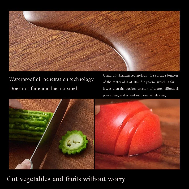 لوح تقطيع خشب سميك من خشب الأبنوس لوح تقطيع مضاد للبكتيريا ملحقات المطبخ خشبية بدون طلاء ولا شمع #3