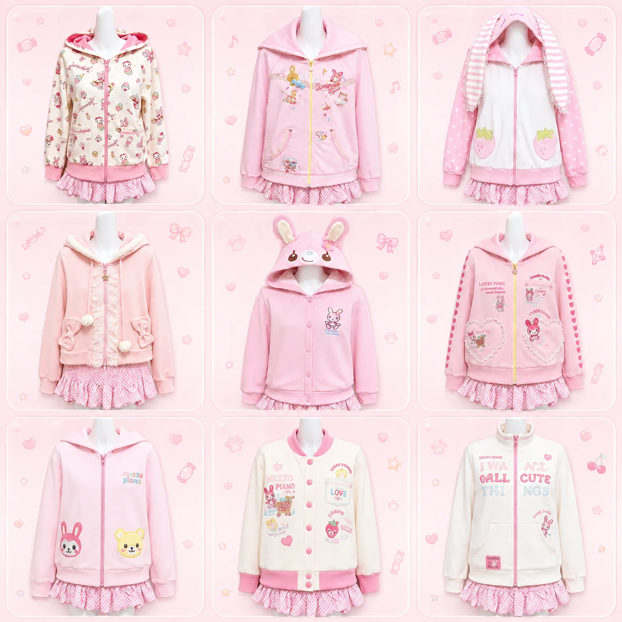 Cute Japanese Printed Cardigan Women Y2K Fairy Grunge Ruffle Patchwork Outerwear Sweet Lolita Harajuku Style Daily Casual Outfit