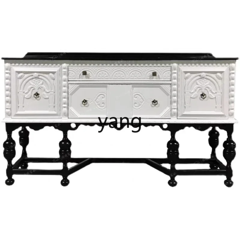 

LMM French Retro Solid Wood Sideboard American Country Home Entrance Cabinet