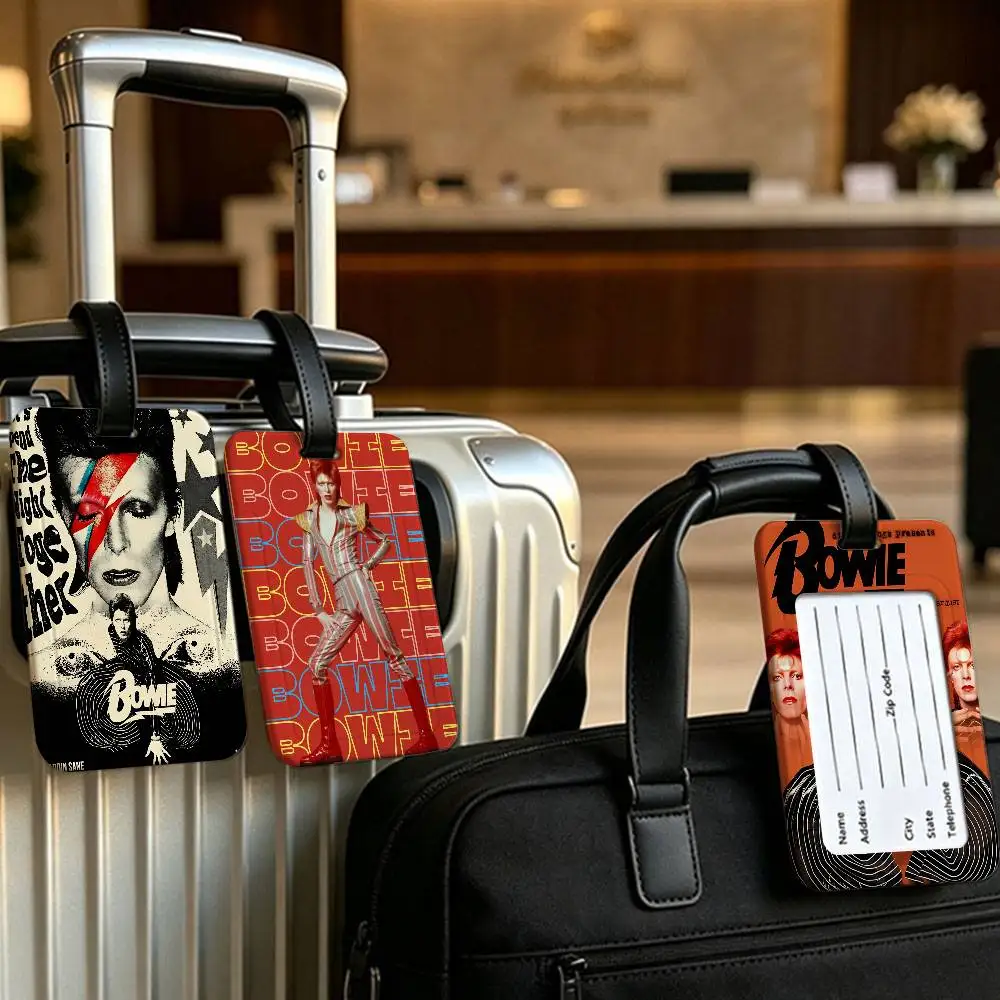 D-David Hot Singer B-Bowie Multiscene PVC Luggage Tag Anti lost Design With Information Card For Travel Backpack Luggage