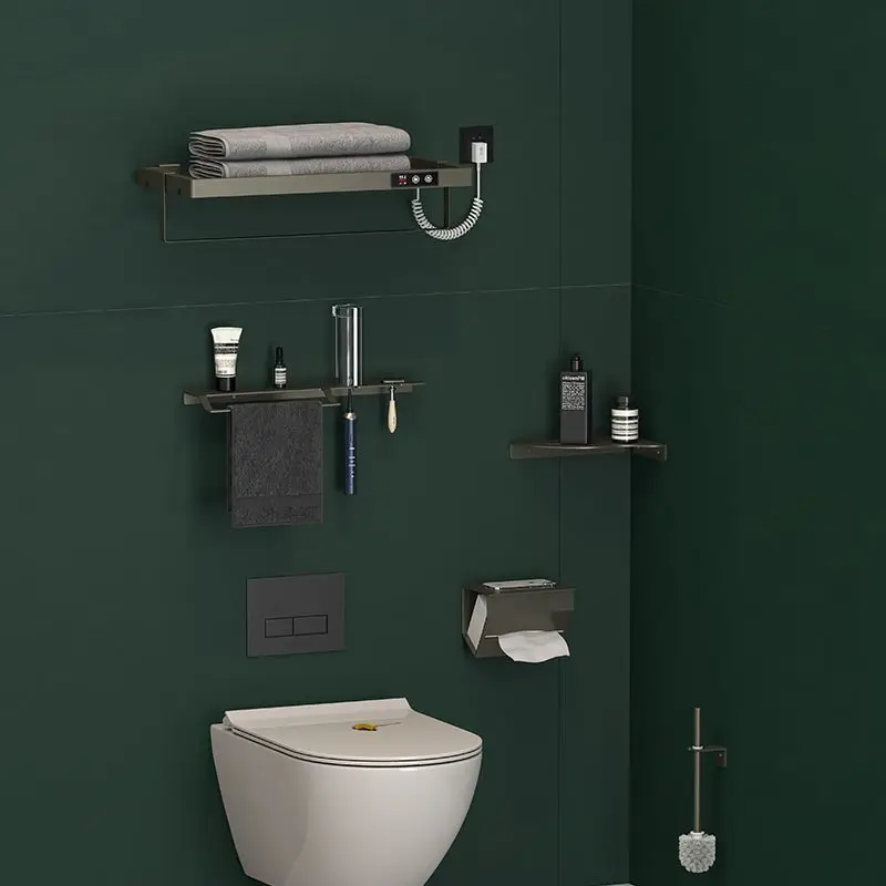 رف المناشف الكهربائية، رف تجفيف التدفئة المنزلية للحمام، لوح عريض للحمام، رف مناشف جرافين ذكي