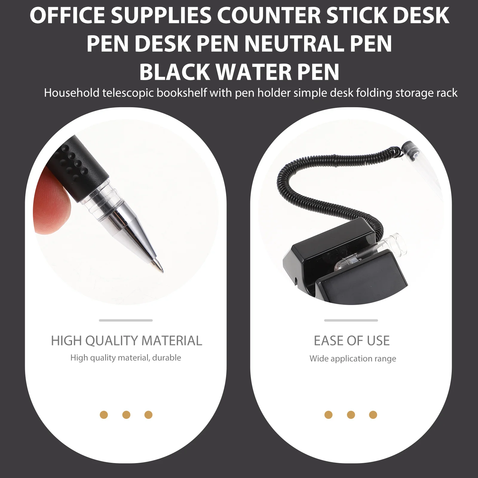5pcs Desktop Gel Pens Adhesive Base Black Ink Smooth Writing No Leak For Office Bank Counter Tabletop Use Office Supplies