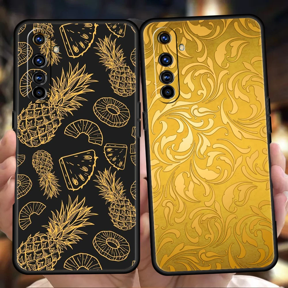 Gold Foil Art Phone Case for Oppo A17 A12 A57 A74 A16 Find X5 X6 A52 A53 A54 A15 Reno 6 Z 7 Pro A9 2020 5G Silicone Shell Capas