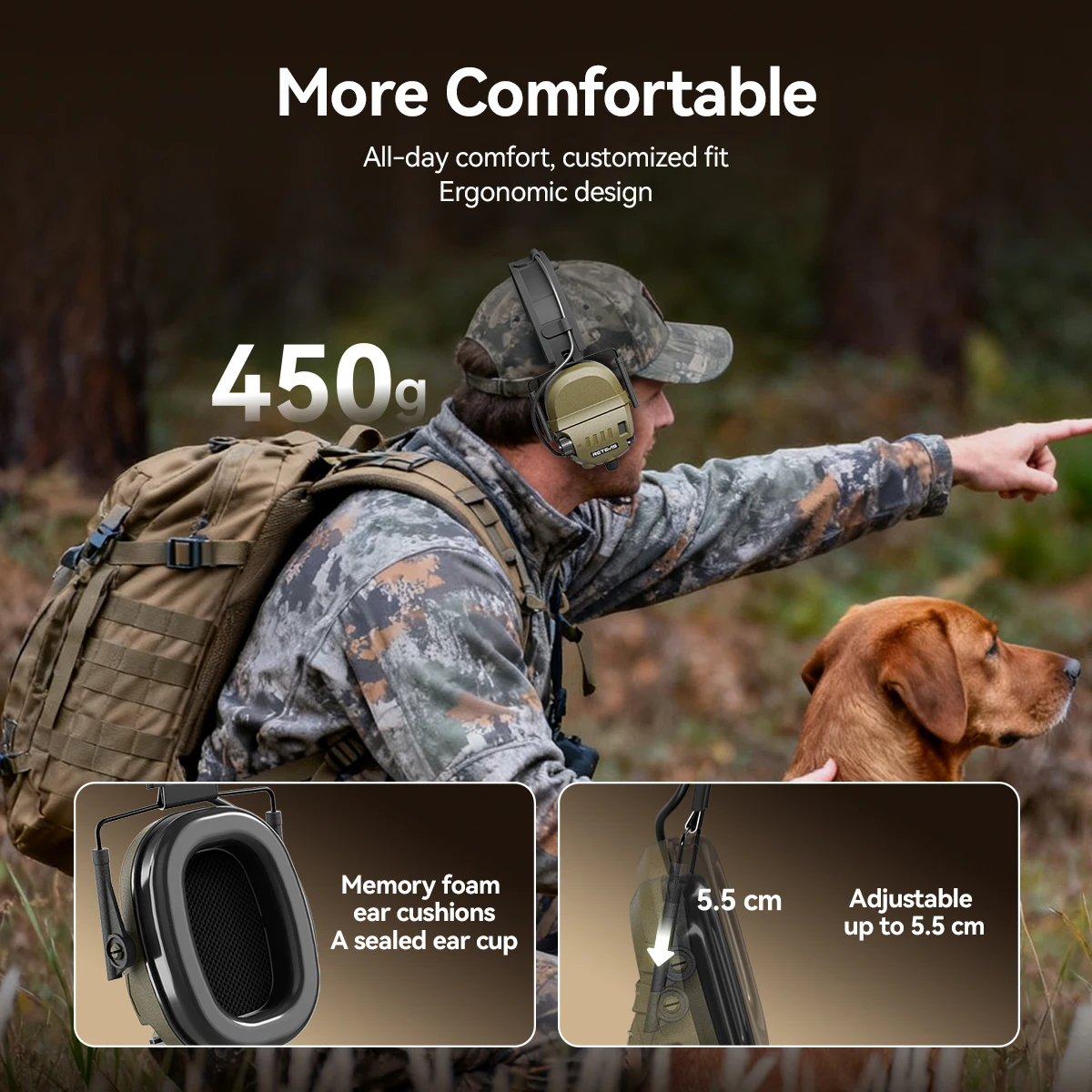 Retevis EH080K Walkie Talkie Headphone Electronic Hearing Protection and Noise-Cancelling Headset for Retevis RA89 RT22 RT29 view 4