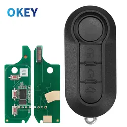 Chave remota Okey-Flip para carro, 3 botões, Fiat 500, Panda, Punto, Bravo, alarme de carro, entrada Keyless, lâmina SIP22, 433.92Mhz, ID46