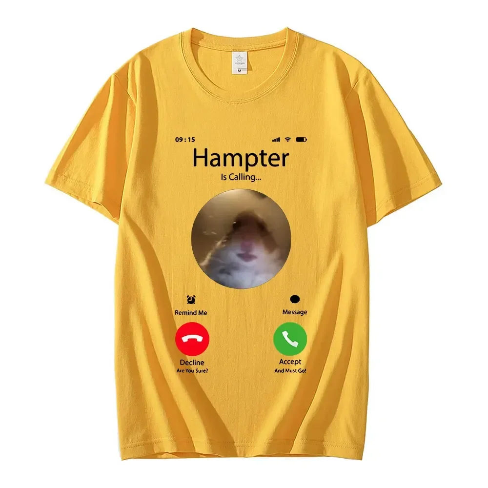 Hampter Calling T Shirt Dank Meme Hamster Staring Front Camera  Fashion Cotton Short Sleeve T-shirts Oversized Streetwear Unisex