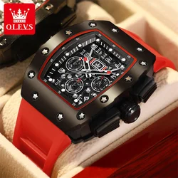 OLEVS Tonneau Shape Dial Men Luxury Brand Watch Calendar orologi impermeabili luminosi orologio da polso al quarzo da uomo Homme regalo da uomo