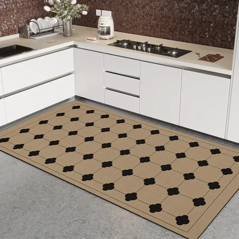 Kitchen Carpet Pvc Floor Mat Waterproof Oil-proof Leather Foot Mats Home Decoration Large Plaid Rug Alfombra De Cocina 주방 카펫