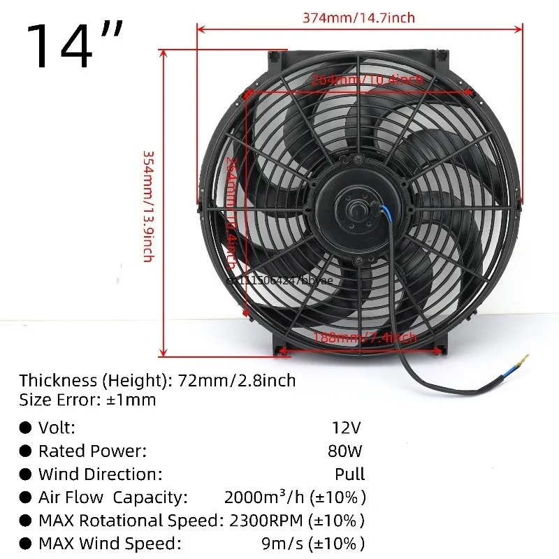 Radiator Fan Universal 12V 80W120W Automotive Oil Cooling Intercooling Electric Push-Pull Kit Cooling System