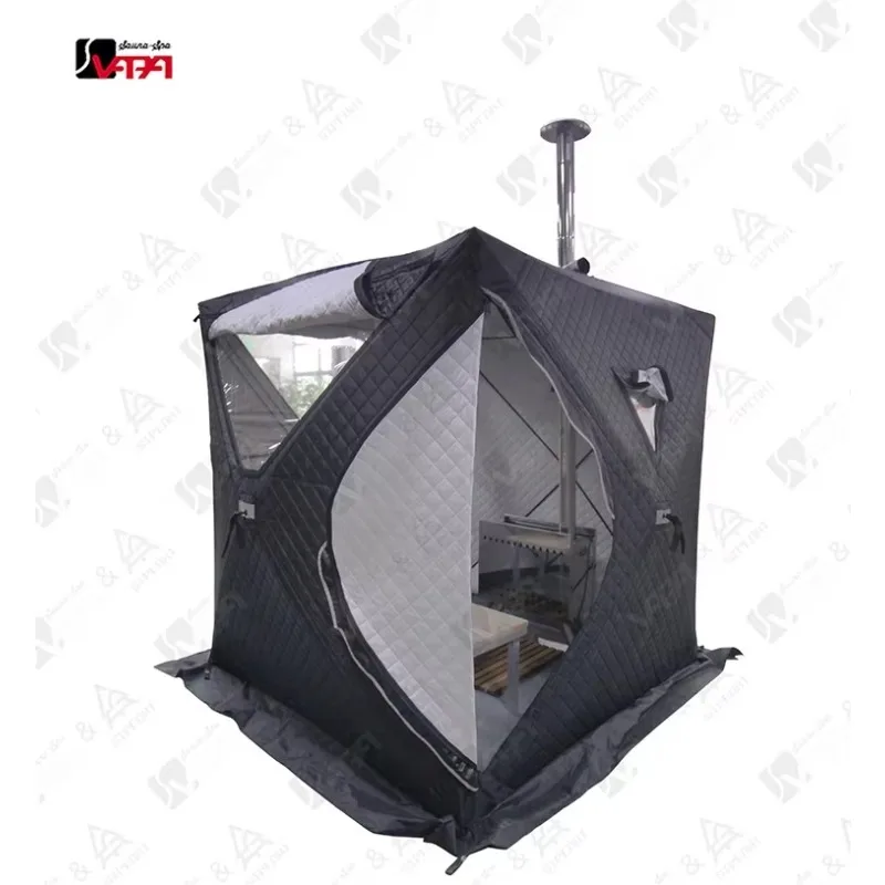 Portable Outdoor Camping Sauna Tent Kit With Sauna Stove Pine Wood Bench For Home Backyard Sauna