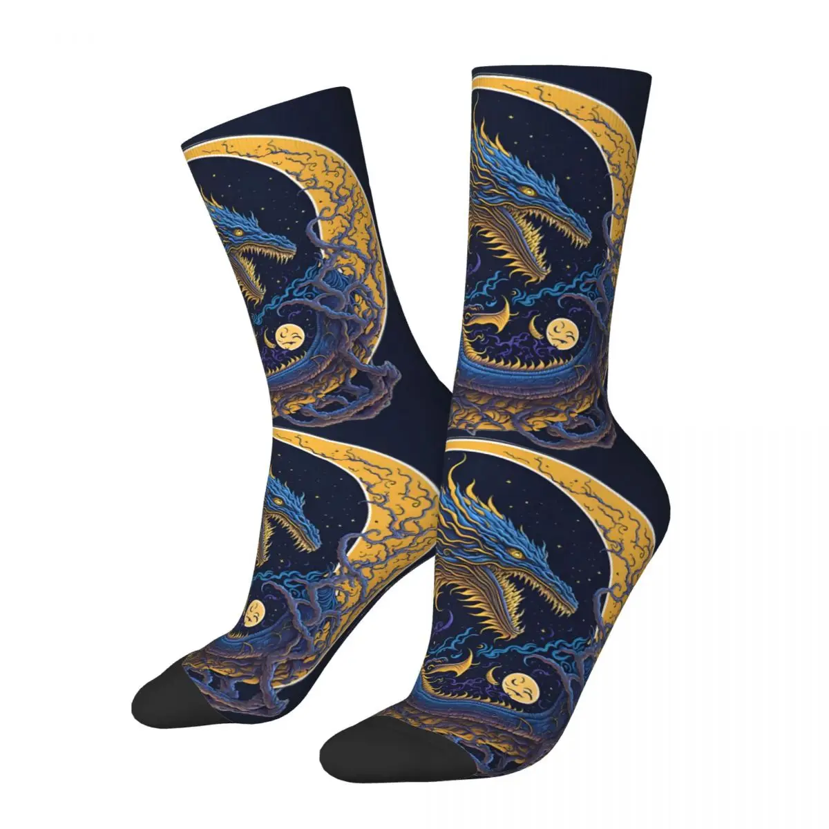 Cool Men's Socks Vintage Harajuku Dungeons And Isometric Dragons Street Style Novelty Pattern Crew Sock