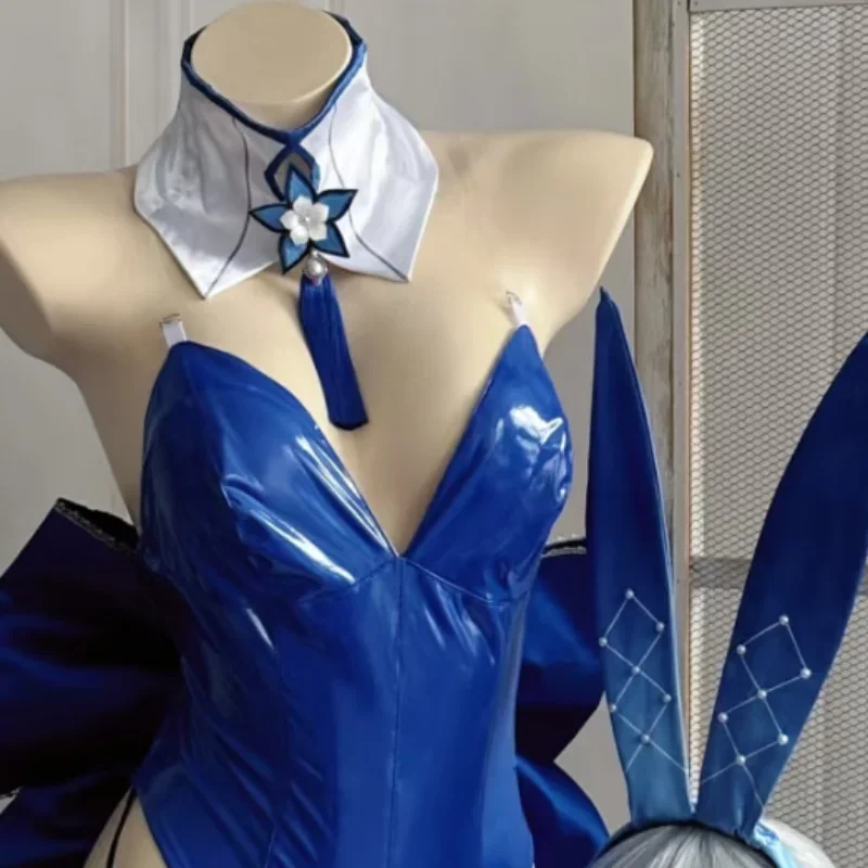 XT8Shinano تأثيري حلي الأزرق Azur Lane الفتيات الجلود ارتداءها بذلة هالوين ازياء شينانو الأرنب البدلة @ XT6!