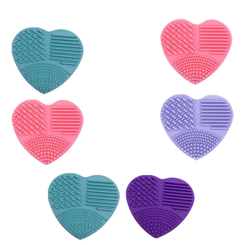 6Pcs Silicone Makeup Brush Cleaning Pad Heart Shaped Portable Cleansing Tool Easy to Clean and Use Brush Cleaner Mat