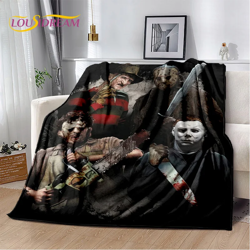 Horror Movie Character Chucky Saw Pennywise Halloween Soft Flannel Blanket for Beds Bedroom Sofa Picnic,Throw Blanket for Cover