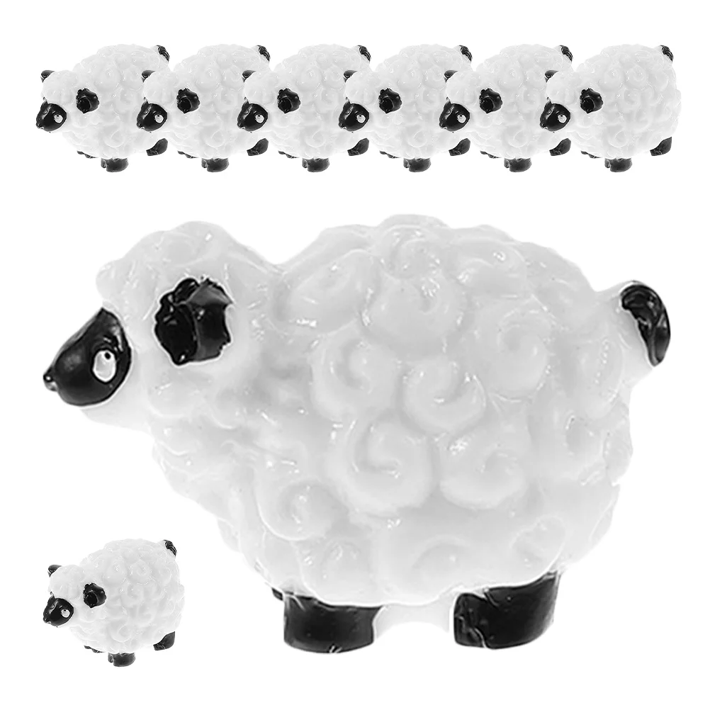 

8Pcs Mini Sheep Resin Decorations Durable Garden Lawn Statues Micro Landscape Small Animal Ornaments Office Table Decor Home