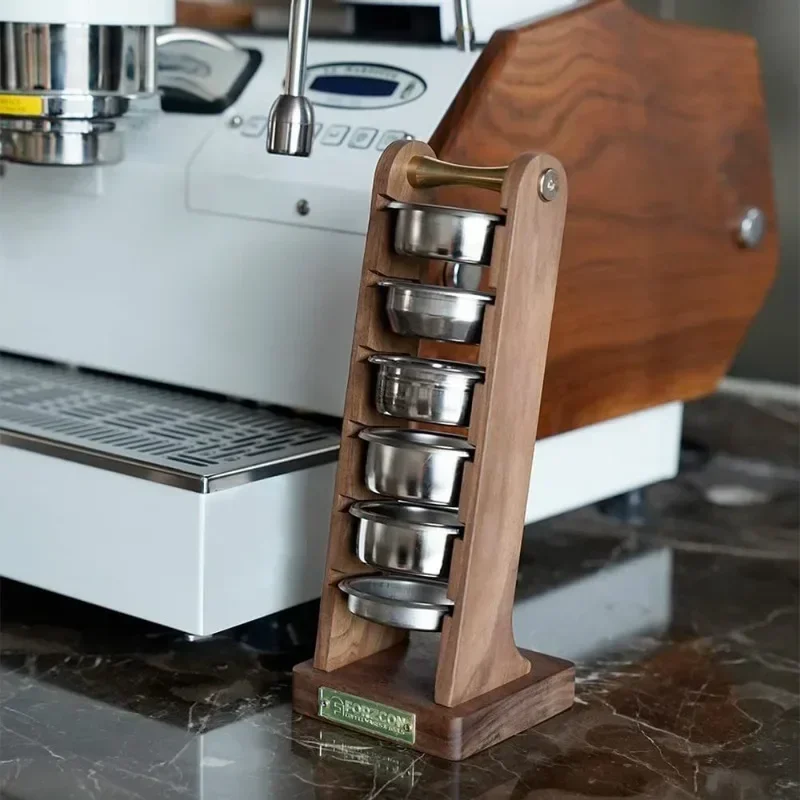 Coffee Filter Holder Black Walnut Espresso Handle Filter Basket Holder Coffee Container Storage Rack Barista Accessories