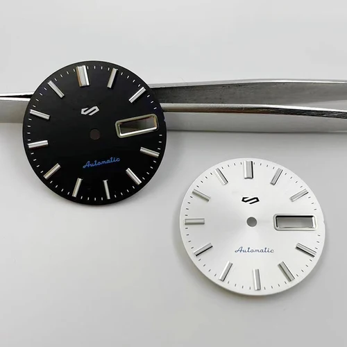 Imagen 2 del producto NH35 dial S dial 28,5mm de diámetro doble calendario luminoso rayos solares apto para accesorios de modificación de reloj de movimiento NH35/36