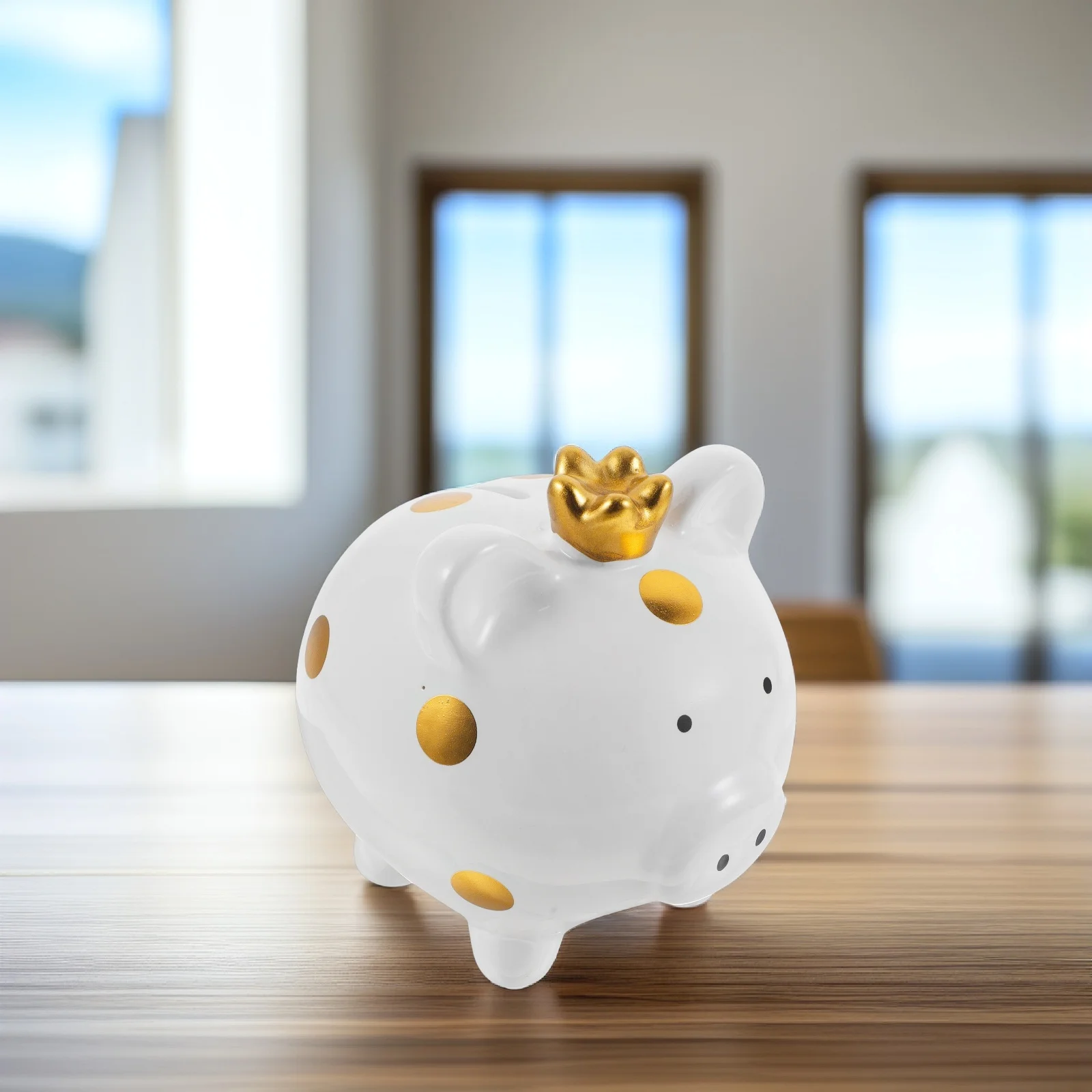 Small Ceramic Cartoon Piggy Bank Toddler Money Saving Jar Removable Rubber Plug Kids Coin Container Desktop Ornament