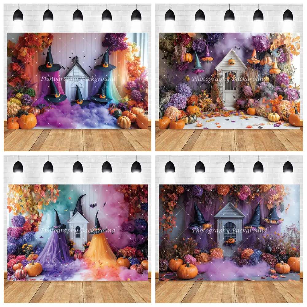 Halloween Backdrops Bat Pumpkin Evening House Kids Birthday Party Decoration Trick Or Treat Photography Kid Festival Backgrounds