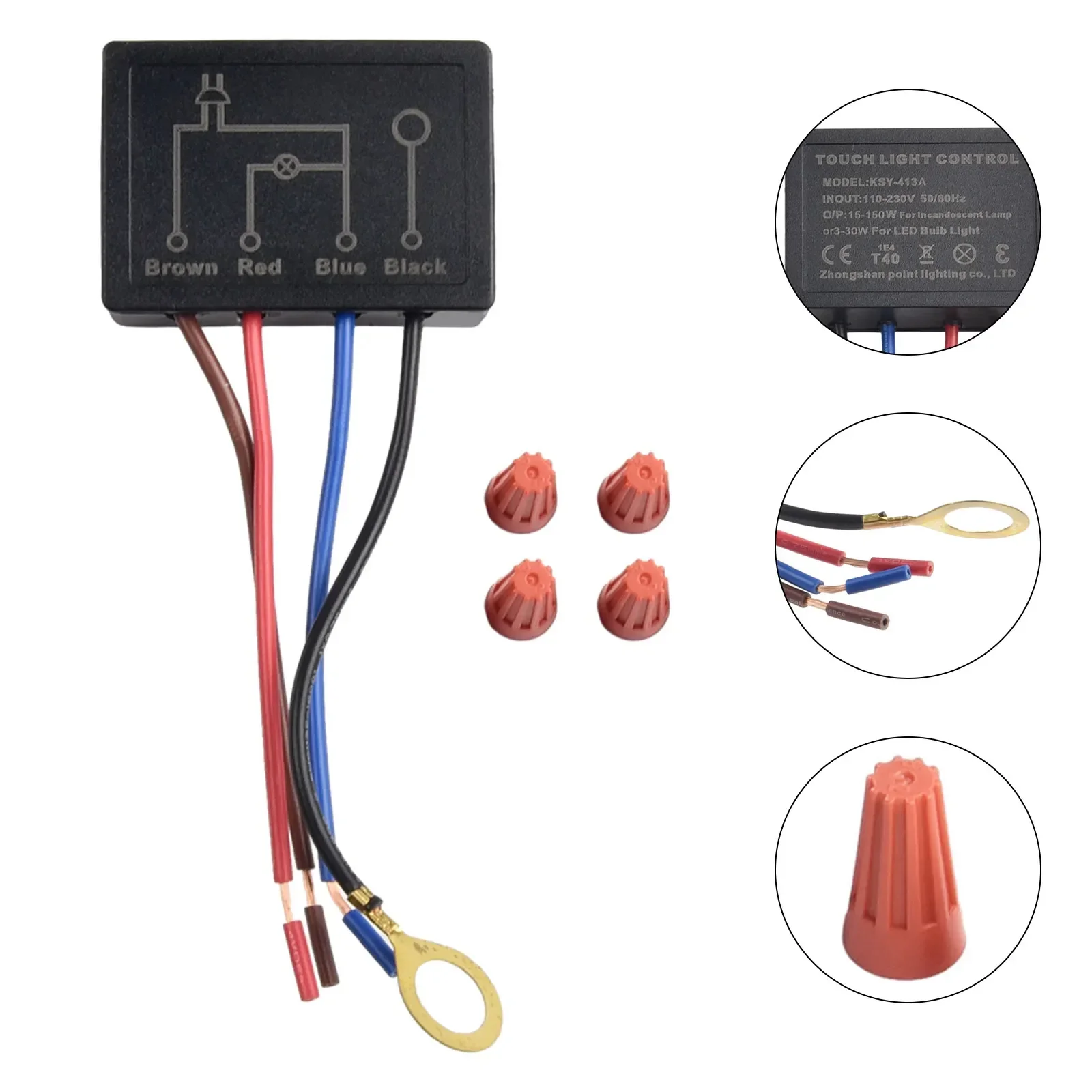 Build-in 3 Way Finger Touch Dimmer 25~150W For Tungslen Filament Lamp Or 3-25W LED Light Input 220-240V AC