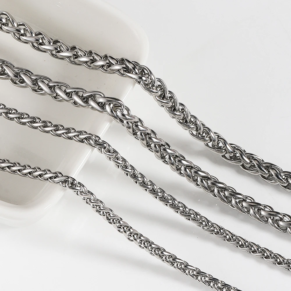 1meter Stainless Steel Necklace Basket Chain 3mm/4mm/5mm/6mm Keel Link Chain for Diy Jewelry Making Titanium Steel Bracelets