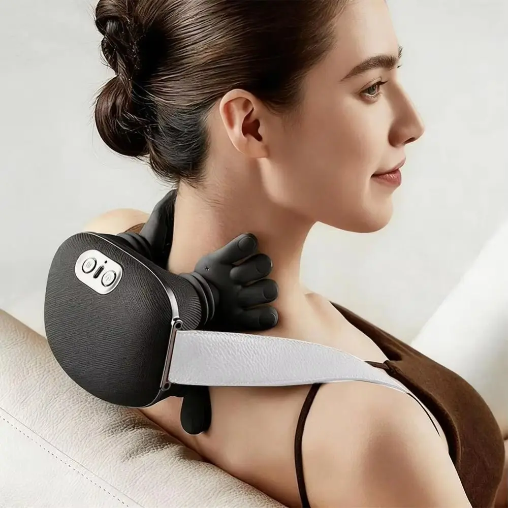 Bionic Hand Electric Neck Massager Heating Compress 4D Kneading Massage Pillow Heated Neck Massager USB Rechargeable Wireless