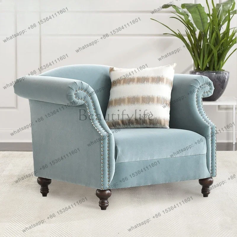 12American light luxury single fabric sofa modern simple small apartment light luxury rivet tiger chair