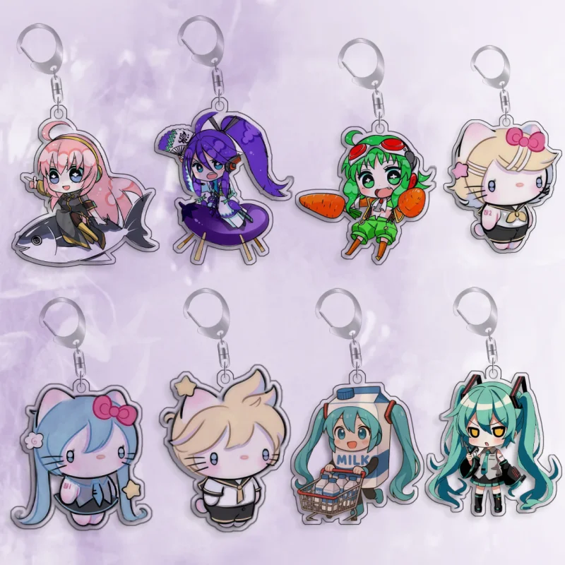 Llavero Acrílico Hecho a Mano de Hatsune Miku, Megurine Luka, Kagamine Rin, Bonito Colgante para Mochila, Regalo para Fans del Juego