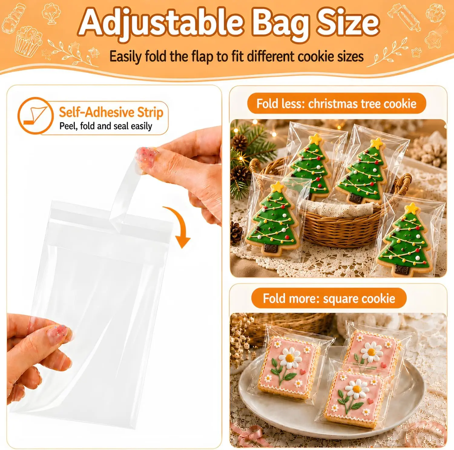 200 Transparent 3.94x5.91inch Bags  Snack Bags,For Gift Packaging,Bakeries, Cookies,Candies,Toast,Desserts,Party Gift Packaging