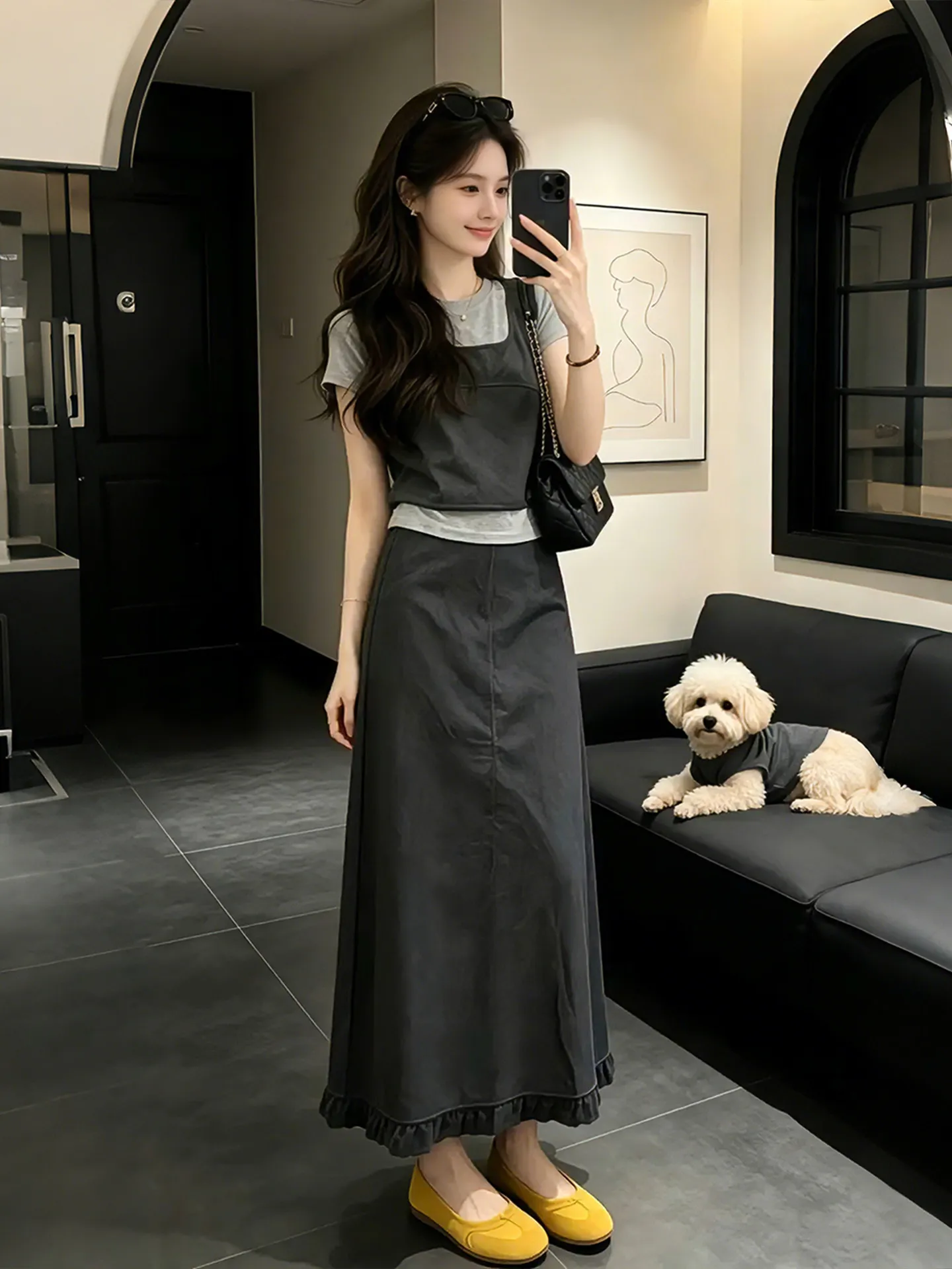 

Summer Loose Fit Women's Three-Piece Set Short Sleeve T-Shirt Overalls High Waist Skirt Casual Comfortable Fashion Ensemble