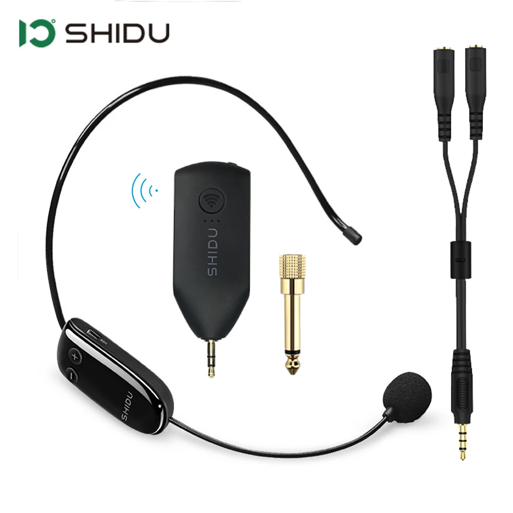 SHIDU U8 UHF Wireless Microphone 3.5/6.5mm Plug Headset Handheld 2In1 Portable Mic Voice Amplifier for Speakers Teacher Guide