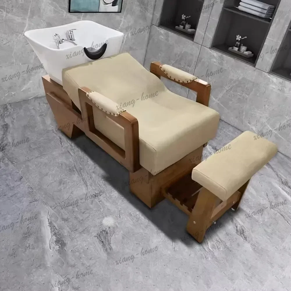 LJY Italian Simple Shampoo Bed Luxury Glamour Ergonomic Lounge Hair Shampoo Bed Portable Trendy Cadeira De Barbearia Furniture