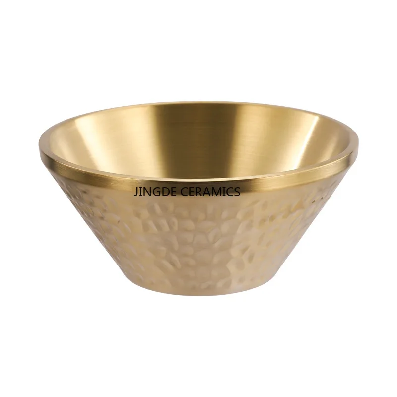 Korean 304 Stainless Steel Ice Shavings Bowl, Gold Soft Ice Shaved Ice Bowl, Commercial River Snail Rice Noodle Bowl, Bowl