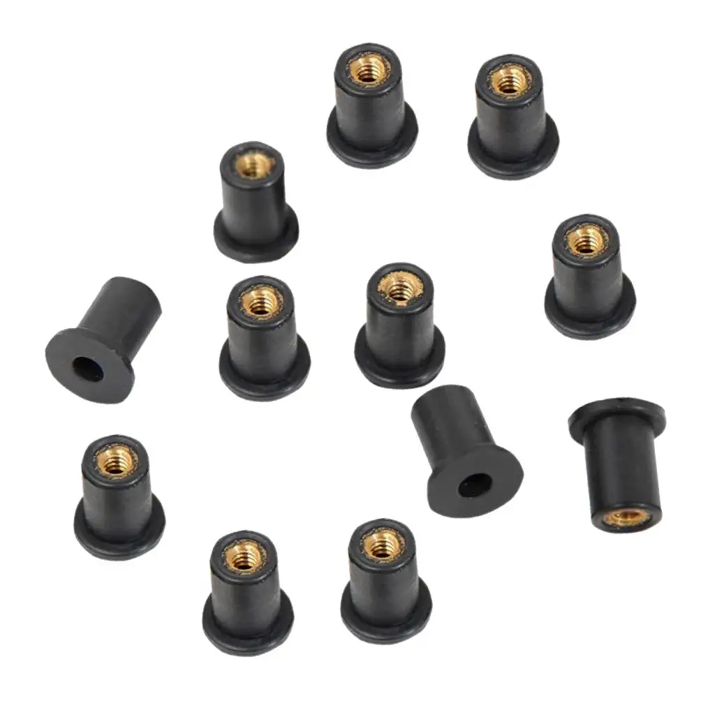 12pcs Universal Motorcycle 5mm Metric Windscreen Installation Kit, Rubber, Black