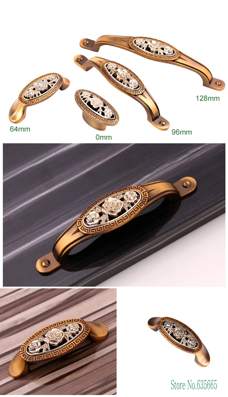 Classic Red Bronze handle For Furniture Door Handle Kitchen Cabinets Pulls Drawer Knobs Wardrobe Cupboard Dresser Door Handles