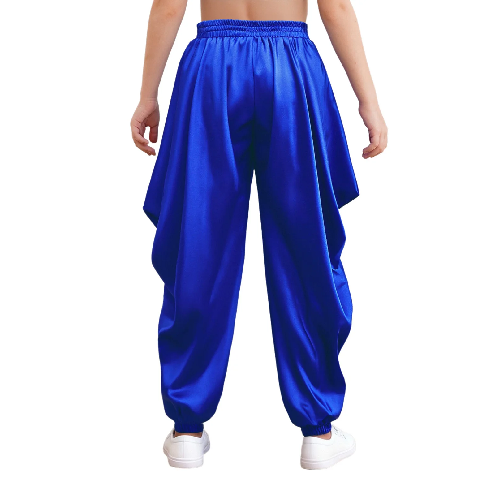 Meninos príncipe cosplay cetim dhoti calças tema de halloween festa fantasia vestido bola roupas cintura elástica solta calças largas