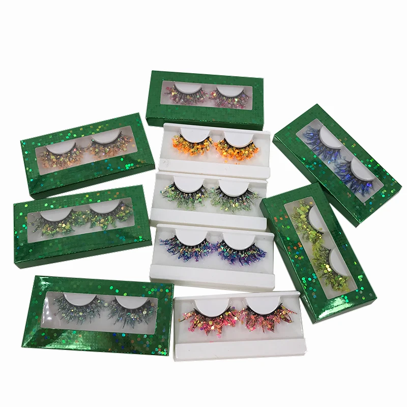 Color 3D False Eyelashes Makeup Stage Makeup Glitter Drill Thick Exaggerated Eyelashes Party Lashes for party