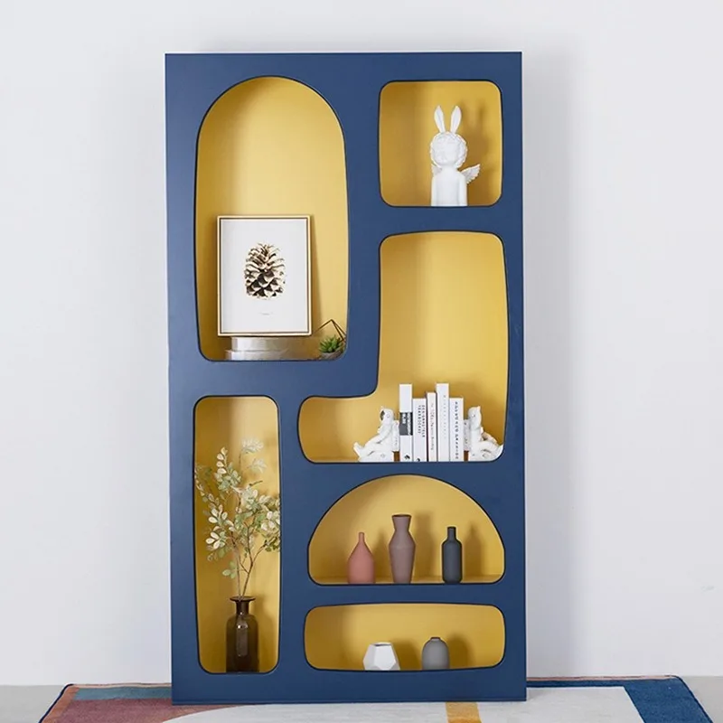 Blue piano paint bookcase simple shelf floor children's bookcase
