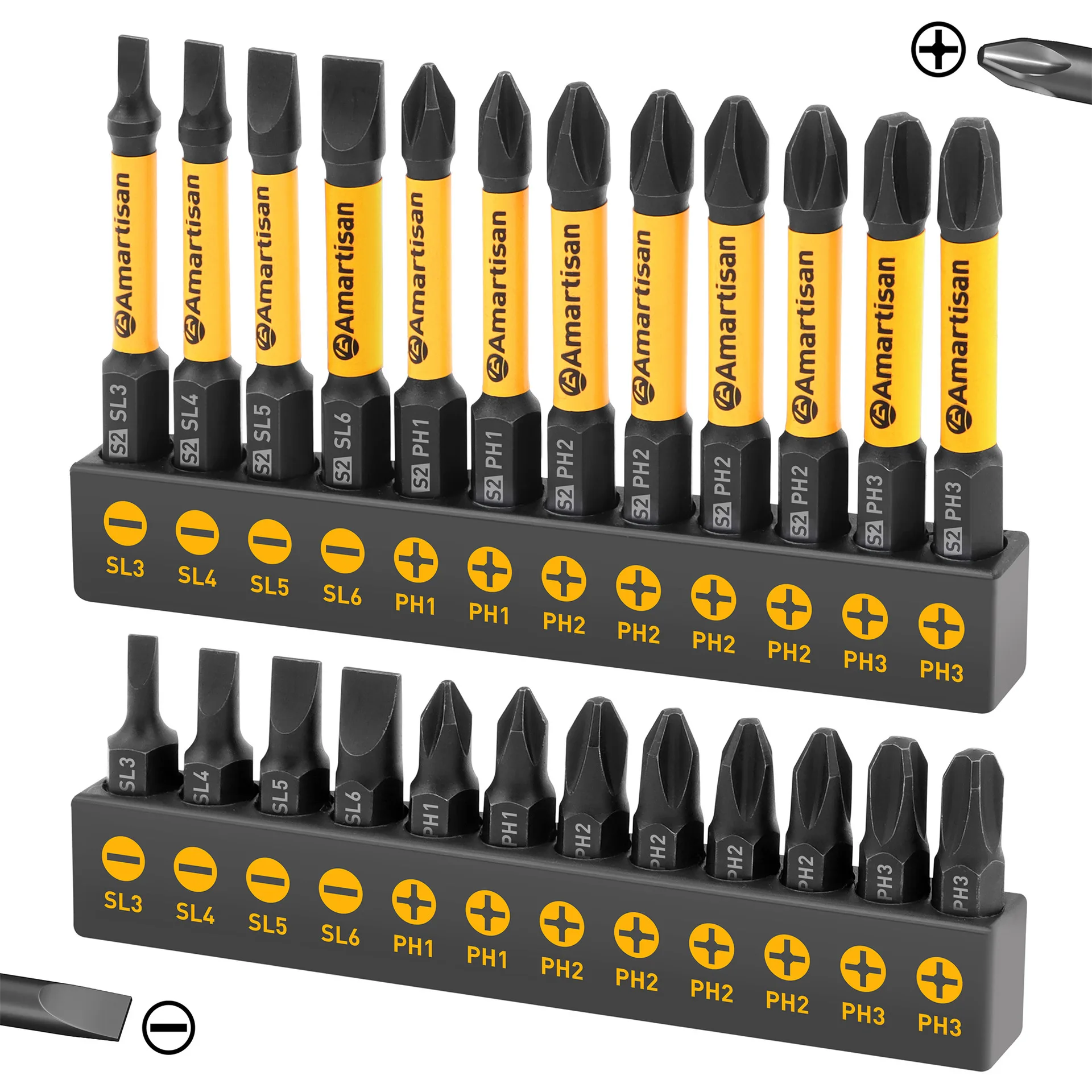 

24-Piece Drill Bit Screwdriver Bit Set Magnetic Slot Flat Head Phillips Head S2 Steel Material