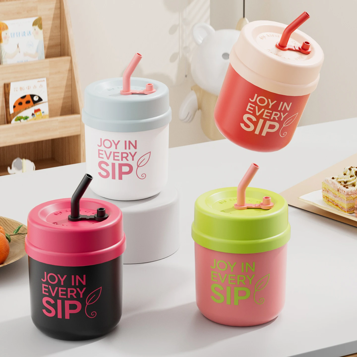 1pc 520ml/17.6oz Stainless Steel Coffee Mug with Lid & Straw - Reusable, Non-Slip, Round Shape, ldeal for Hot & Cold Beverages,