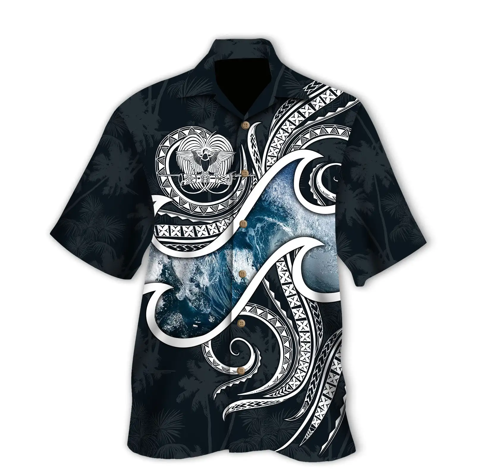 Polynesische Muster Männer Berufung Revers Camisa 3D-Druck atmungsaktive Hawaii-Hemden Männer Frauen Sommer Strand Kurzarm Bluse