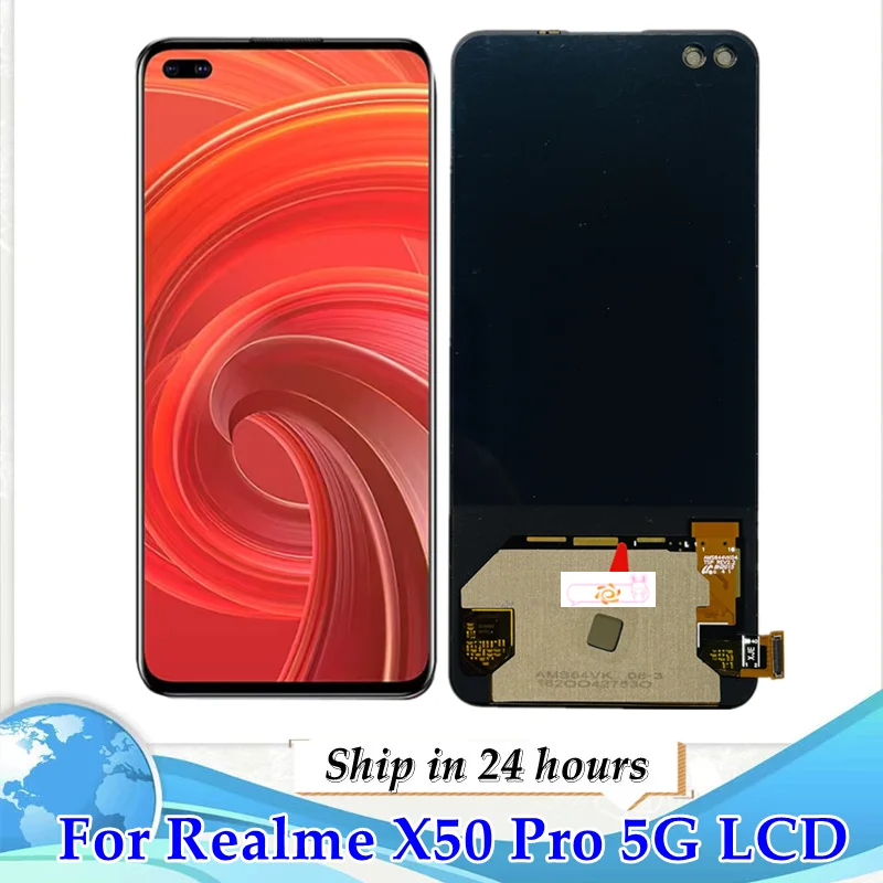 Протестированный AMOLED TFT-дисплей, замена 6,44 дюйма для Realme X50 Pro 5G, ЖК-экран с сенсорным дигитайзером в сборе RMX2075 RMX2071 RMX2076