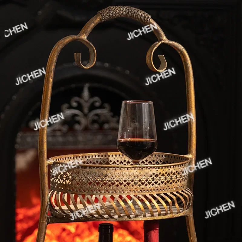 رف تخزين معدني قديم من JCH، رف نبيذ أحمر قابل للإزالة لغرفة المعيشة المنزلية، رف فواكه للوجبات الخفيفة متعدد الطبقات #4