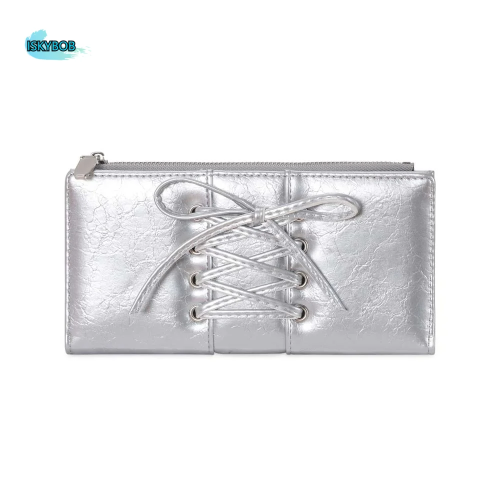 

Versatile Portable Strap Bow Wallet PVC Multiple Card Balletcore Card Bag Fashion Solid Color Long Leather Purse School