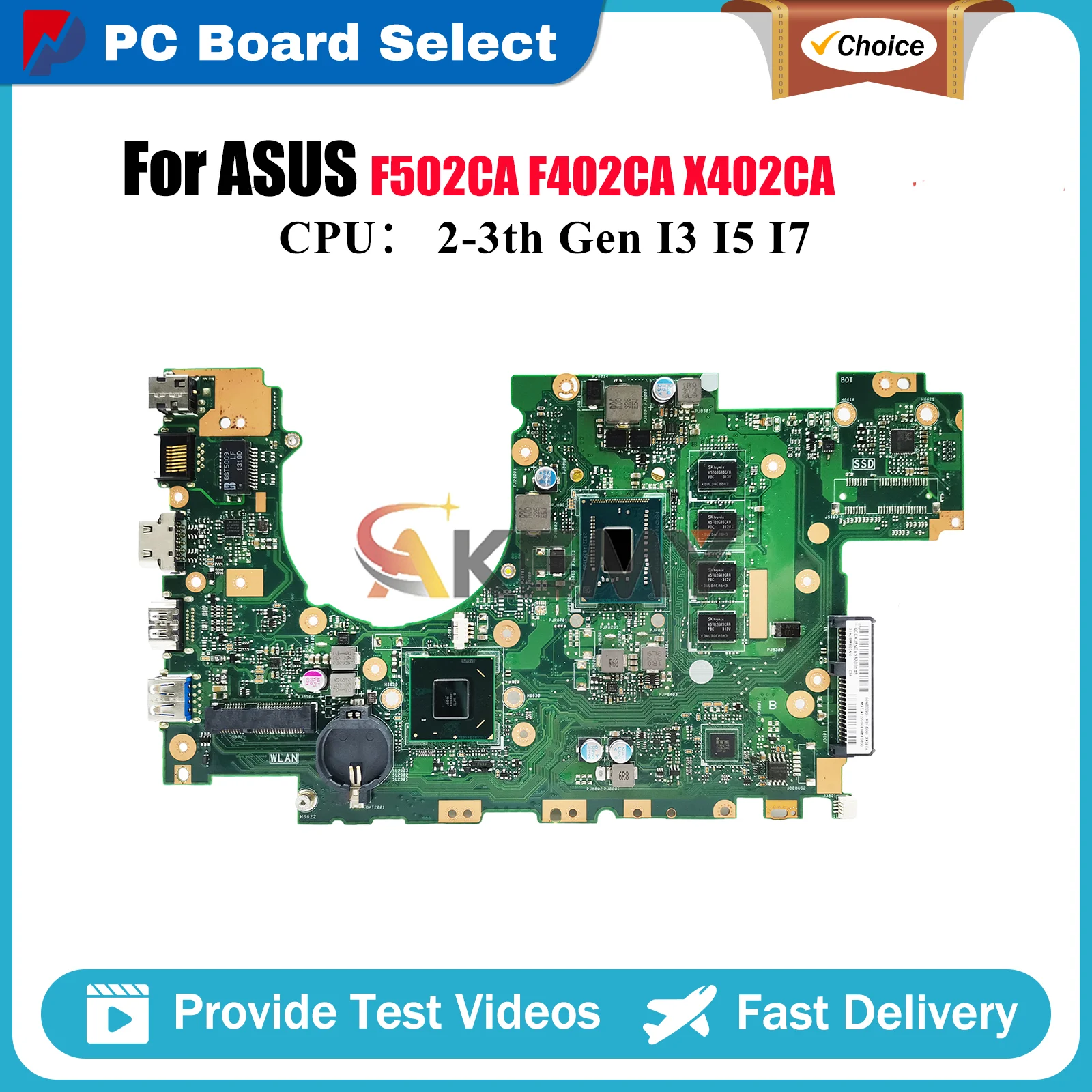 

X402CA Laptop Motherboard For ASUS VivoBook X402C X402CA F402CA F502CA Notebook Mainboard With I3 I5 I7 CPU 100% tests OK stk