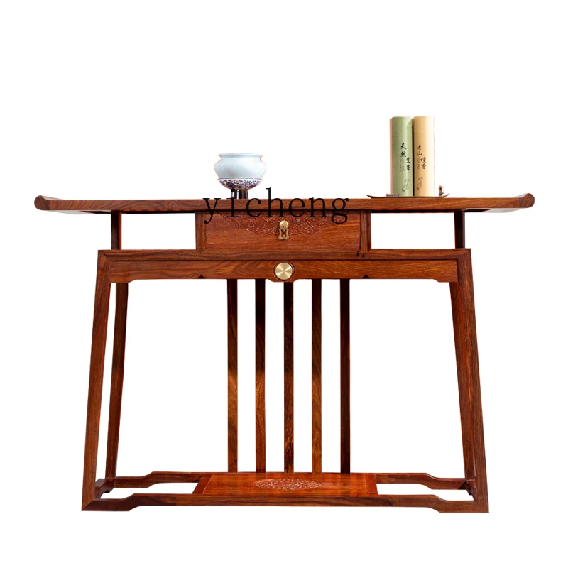 ZF a Long Narrow Table Rosewood New Chinese Style Console Tables Simple Curved Table Furniture