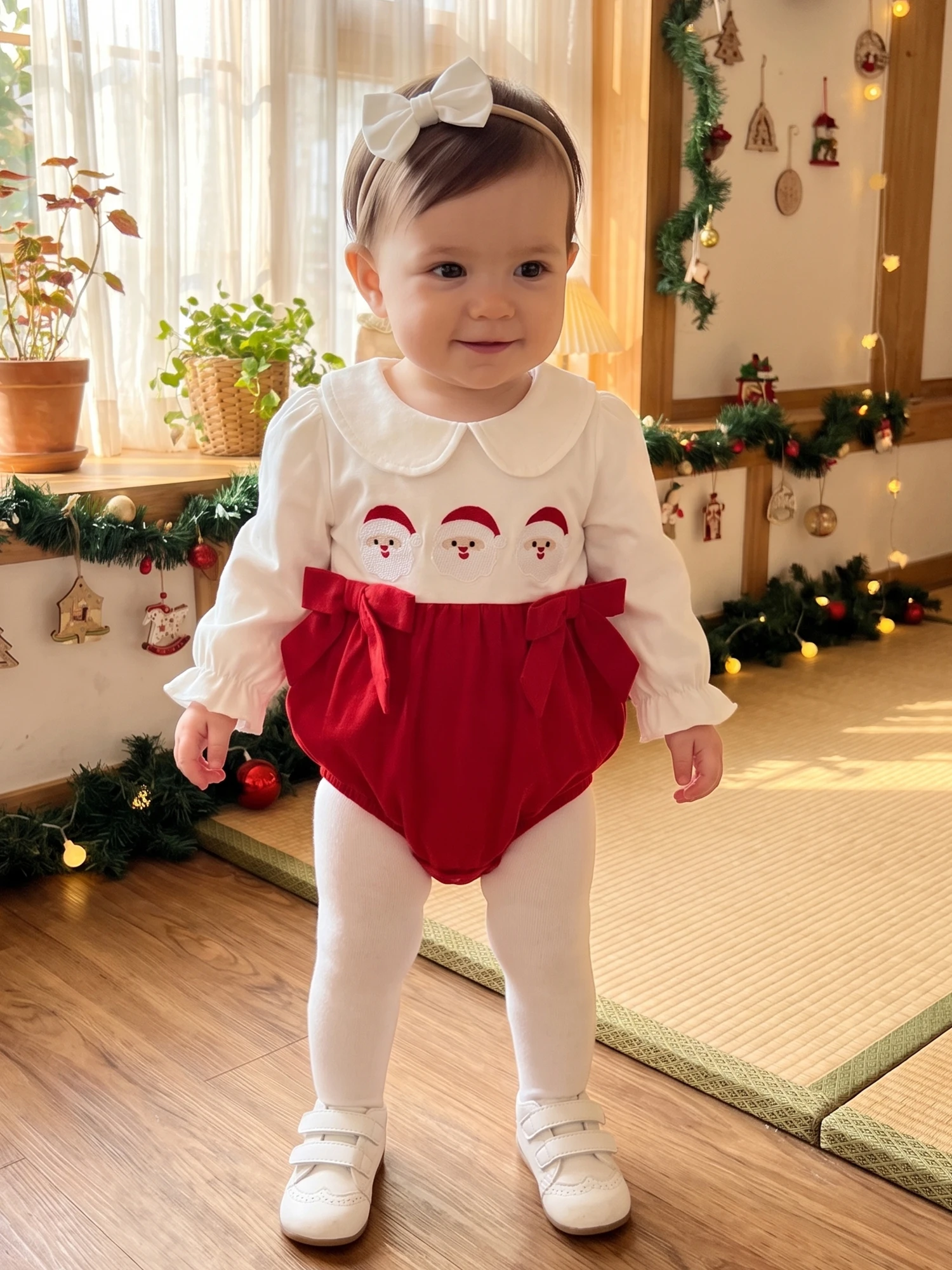 Sleeve Long-Sleeve Claus-Bodysuit Girls-Christmas-Romper Baby Santa Romper Sleeve Long-Sleeve Baby Girls Christmas