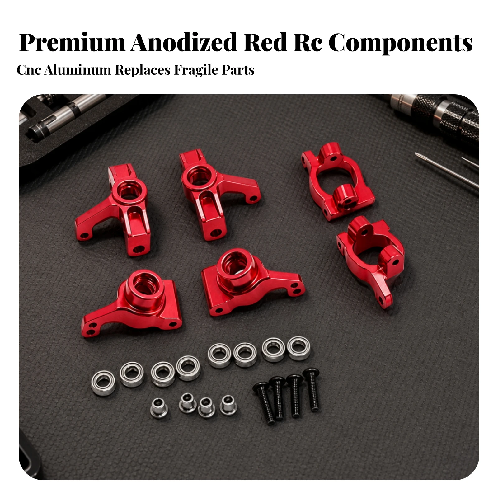 RC Car Upgrade Parts Kit Long-Lasting Metal Steering Kit Steering Cups with Bearings Machined Hardware Anodized for Hobbyists