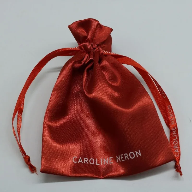 شعار مخصص حقيبة التعبئة والتغليف الساتان عذراء الشعر الملابس تخزين المنزل خرز للمجوهرات كيس التغليف الأحمر 50 قطعة/الوحدة #6